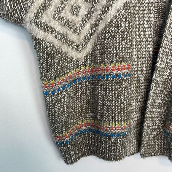 American Eagle Aztec Print Wool/Alpaca Blend Short Sleeve Cardigan. Size Medium. - Picture 4 of 14